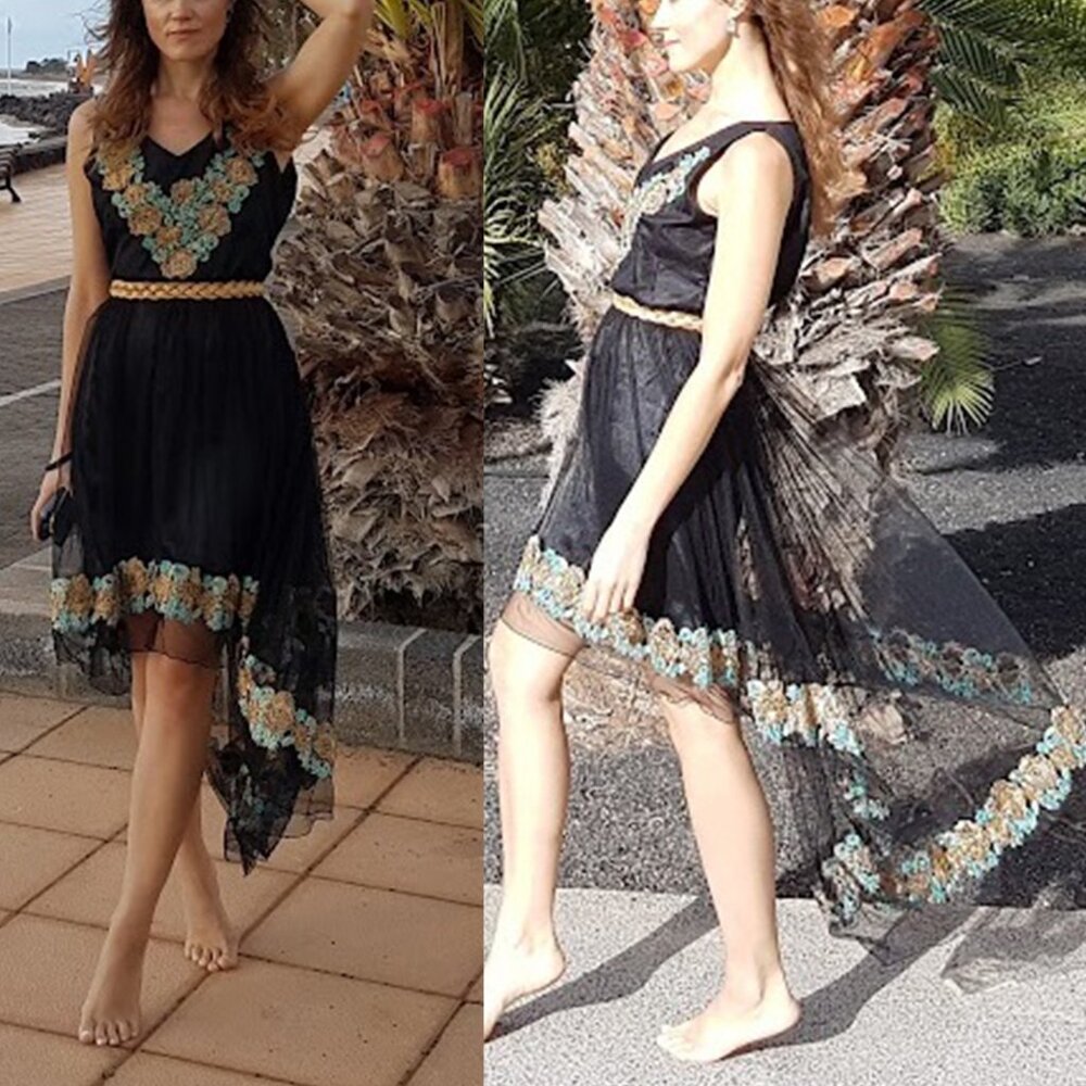 High low tulle embroidered dress